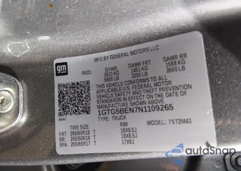 2022 GMC Canyon 2Wd Short Box Elevation Standard из США, поврежденный, VIN 1GTG5BEN7N1109265